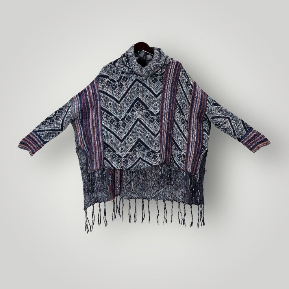 Free People Be The One Poncho Sweater Womens S Winter White Soft Oversized Knitt